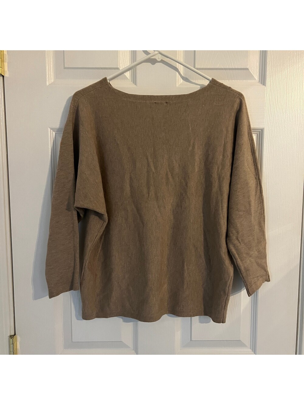 Artsy Cottagecore Floral Appliqué Neutral Knit Cozy Grandpa Chic Sweater - Picture 5 of 5